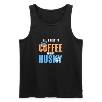All I Need Is Iced Coffee And My Husky Awesome - Men's Premium Organic Tank Top - black - Front - Michal (187cm)