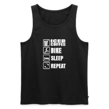 Iced Coffee Bike Sleep Repeat Funny T-Shirt - Männer Premium Bio Tank Top - Schwarz - Vorne - Michal (187cm)