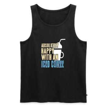 Absolument heureux avec un café glacé génial - Débardeur bio Premium Homme - noir - Devant - Michal (187cm)