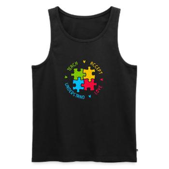 Autismus Kampf Aufklärung Autist Autisten Puzzle - Männer Premium Bio Tank Top - Schwarz - Vorne - AI Model Male 178 light (178cm)