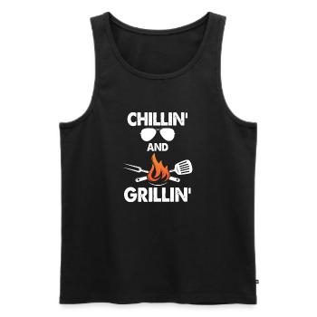Chillin And Grillin Summer BBQ - Men's Premium Organic Tank Top - black - Front - AI Model Male 178 light (178cm)