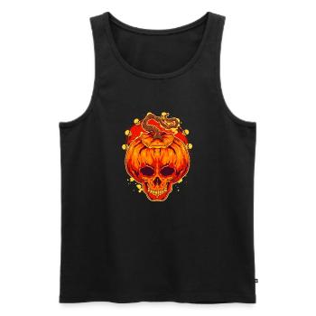 Jack-o'-lantern Pumpkin Fiery Head Spooky Hallowee - Men's Premium Organic Tank Top - black - Front - Michal (187cm)