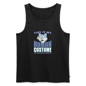 Funny This Is My Human Costume Wolf Lover Tee - Männer Premium Bio Tank Top - Schwarz - Vorne - Michal (187cm)