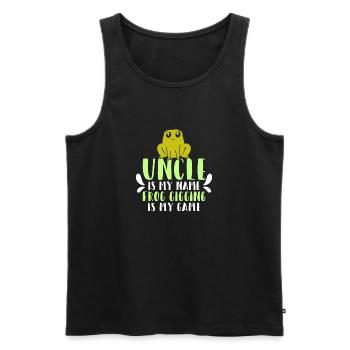 Oncle est mon nom Frogs Catch my game - Débardeur bio Premium Homme - noir - Devant - Michal (187cm)