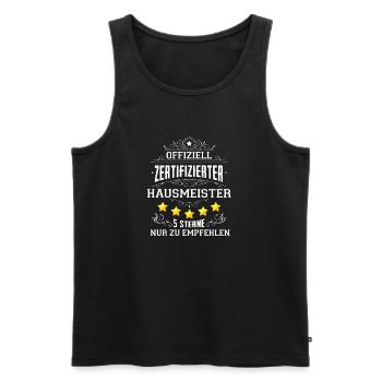 Offiziell Zertifizierter Hausmeister - Männer Premium Bio Tank Top - Schwarz - Vorne - Michal (187cm)
