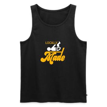 Locally Made Funny Retro Baby Designs T-Shirt - Männer Premium Bio Tank Top - Schwarz - Vorne - AI Model Male 178 light (178cm)