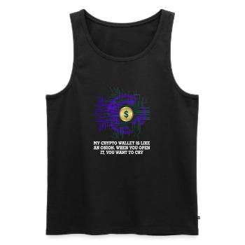 Crypto Wallet Funny Cryptocurrency Quote - Men's Premium Organic Tank Top - black - Front - Michal (187cm)