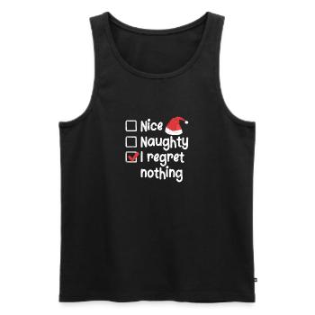 Nice Naughty I Regret Nothing Weihnachtsliste - Männer Premium Bio Tank Top - Schwarz - Vorne - AI Model Male 178 light (178cm)