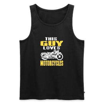 This Guy Loves Motorcycles Retro Funny Rider - Männer Premium Bio Tank Top - Schwarz - Vorne - AI Model Male 178 light (178cm)