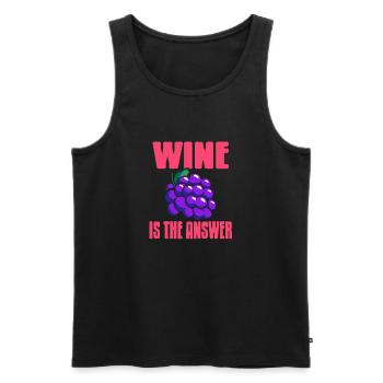 Le vin est la réponse Drôle de t-shirt amateur de vin - Débardeur bio Premium Homme - noir - Devant - Michal (187cm)