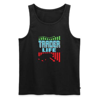 Trader Life Awesome Retro Bear Cycle T-Shirt - Men's Premium Organic Tank Top - black - Front - AI Model Male 178 light (178cm)