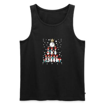 Funny Bowling Players Christmas Tree Lights - Men's Premium Organic Tank Top - black - Front - AI Model Male 178 light (178cm)
