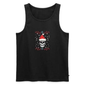 Pirate Skull Santa Claus Cap Christmas Pajamas - Men's Premium Organic Tank Top - black - Front - Michal (187cm)