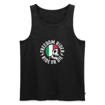 Italie Biker Freedom Rider avec crâne - Débardeur bio Premium Homme - noir - Devant - Michal (187cm)
