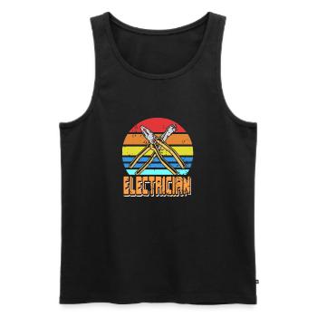 Awesome Electrician Retro Vintage Cool T-Shirt - Men's Premium Organic Tank Top - black - Front - Michal (187cm)