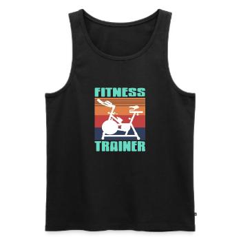 Retro Vintage FITNESS Trainer Awesome T-Shirt - Männer Premium Bio Tank Top - Schwarz - Vorne - Michal (187cm)