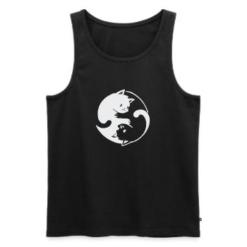 Yin Yang Katzen Design - Männer Premium Bio Tank Top - Schwarz - Vorne - Michal (187cm)