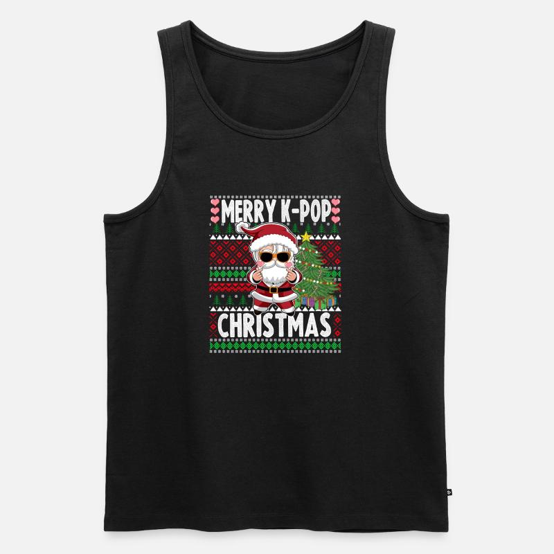 Hässlicher Weihnachtspullover Design K-Pop Weihnachtsmann - Männer Premium Bio Tank Top - Schwarz