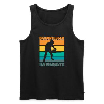 Baumpfleger im Einsatz lustiger Spruch Baumpflege - Männer Premium Bio Tank Top - Schwarz - Vorne - AI Model Male 178 light (178cm)