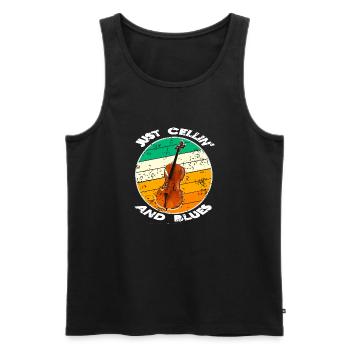 Just Cellin' And Blues Retro Vintage Blues Lover - Men's Premium Organic Tank Top - black - Front - Michal (187cm)