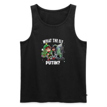 Ce que l’elfe Poutine Drôle de gaz Prix Noël - Débardeur bio Premium Homme - noir - Devant - AI Model Male 178 light (178cm)