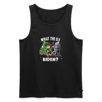 Biden Ce que l’elfe prix élevés de l’essence Noël Drôle - Débardeur bio Premium Homme - noir - Devant - AI Model Male 178 light (178cm)