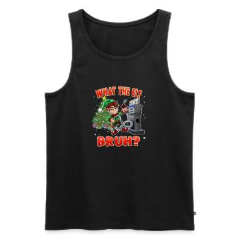 Bruh What the Elf Funny Xmas Humor Prix du gaz - Débardeur bio Premium Homme - noir - Devant - AI Model Male 178 light (178cm)