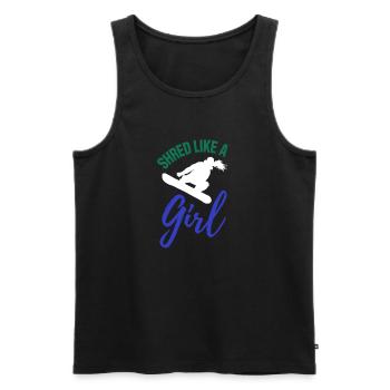 Shred Like A Girl Snowboard Girls Womens - Men's Premium Organic Tank Top - black - Front - AI Model Male 178 light (178cm)