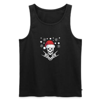 Skelett Weihnachtsmann Mütze Rock And Roll Hand - Männer Premium Bio Tank Top - Schwarz - Vorne - Michal (187cm)