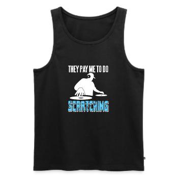They Pay Me To Do SCRATCHING Cool Retro Vintage DJ - Männer Premium Bio Tank Top - Schwarz - Vorne - AI Model Male 178 light (178cm)