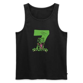 Kinder 7. Geburtstag 7 Jahre Dino Dinosaurier - Männer Premium Bio Tank Top - Schwarz - Vorne - Michal (187cm)