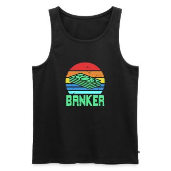 T-shirt rétro vintage BANKER Cool Banker Designs - Débardeur bio Premium Homme - noir - Devant - Michal (187cm)