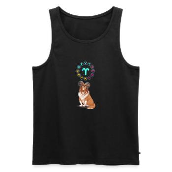 Lustiger Hund Liebhaber Horoskop Widder Sternzeichen Cool - Männer Premium Bio Tank Top - Schwarz - Vorne - Michal (187cm)