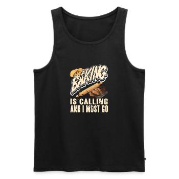 La cuisson appelle et je dois aller vintage Drôle boulanger - Débardeur bio Premium Homme - noir - Devant - Michal (187cm)