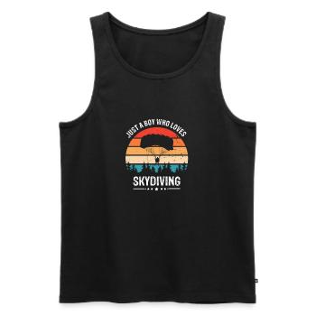 Just A BOY Who Loves Skydiving Cool Retro Skydiver - Männer Premium Bio Tank Top - Schwarz - Vorne - Michal (187cm)