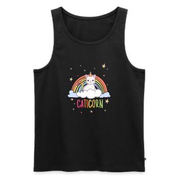 Mignons Chats Licorne Motif Chats Arc-en-ciel - Débardeur bio Premium Homme - noir - Devant - Michal (187cm)