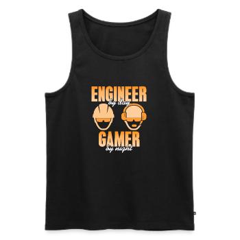 Retro Engineer By Day Gamer By Night Retro Present - Männer Premium Bio Tank Top - Schwarz - Vorne - Michal (187cm)