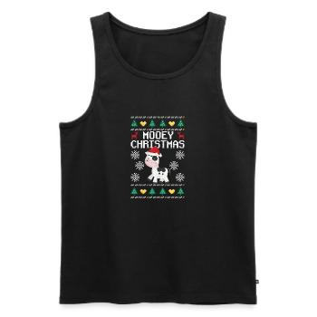 Mooey Vache de Noël Père Noël Chapeau Drôle - Débardeur bio Premium Homme - noir - Devant - Michal (187cm)