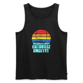 Retro Vintage DATABASE Analyst Designs T-Shirt - Männer Premium Bio Tank Top - Schwarz - Vorne - AI Model Male 178 light (178cm)