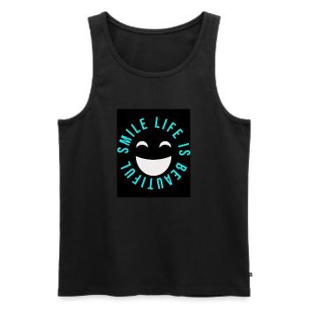 smile life is beautiful - Men's Premium Organic Tank Top - black - Front - Michal (187cm)