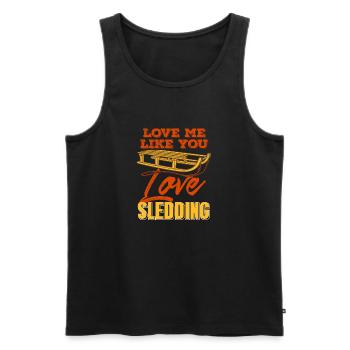 Retro Vintage Love Me Like You Love Sledding - Men's Premium Organic Tank Top - black - Front - Michal (187cm)