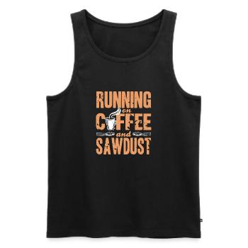 Courir sur le café et la sciure de bois drôle - Débardeur bio Premium Homme - noir - Devant - Michal (187cm)