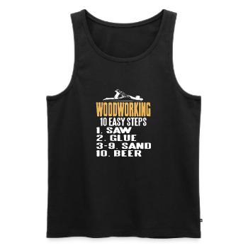 10 étapes faciles de travail du bois rétro drôle T-shirt - Débardeur bio Premium Homme - noir - Devant - Michal (187cm)