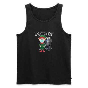 Elf Hig Prix du gaz Humour - Ce que l’Elfe - Débardeur bio Premium Homme - noir - Devant - AI Model Male 178 light (178cm)