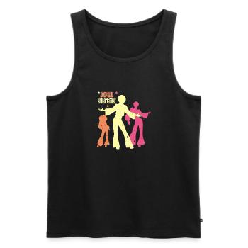 Funk Clothing | Vintage 70er Jahre Kostüm für Soul Musik - Männer Premium Bio Tank Top - Schwarz - Vorne - AI Model Male 178 light (178cm)