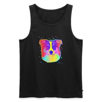 Border Collie Dog Face Rainbow Space Black - Men's Premium Organic Tank Top - black - Front - AI Model Male 178 light (178cm)