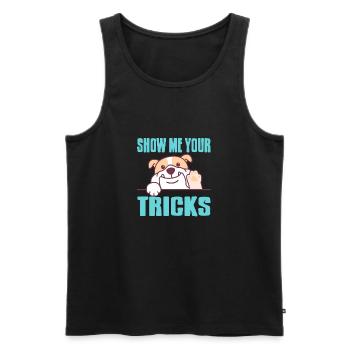 Show Me Your Tricks Cute Retro Dog Trainer T-Shirt - Men's Premium Organic Tank Top - black - Front - Michal (187cm)