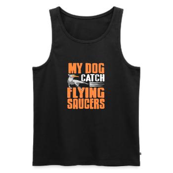 My Dog Catch Flying Saucers Retro Dog Training - Men's Premium Organic Tank Top - black - Front - Michal (187cm)