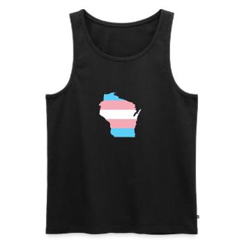 Fantasy FooTrans Flag Wisconsin LGBT Pride Support - Men's Premium Organic Tank Top - black - Front - Michal (187cm)