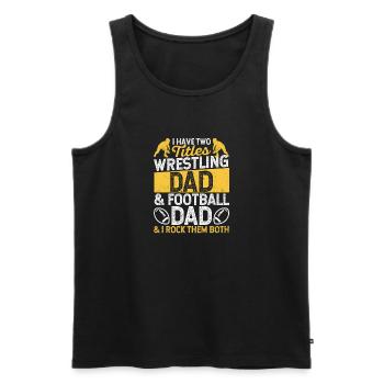 Ich habe zwei Titel: Wrestling Dad und Football - Männer Premium Bio Tank Top - Schwarz - Vorne - Michal (187cm)